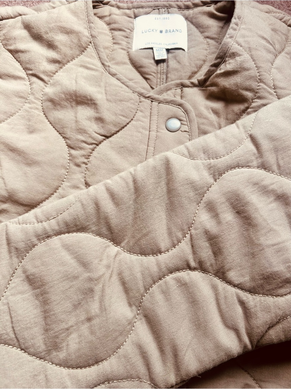 Lucky Brand Quilted Puffer Jacket in Light Taupe
